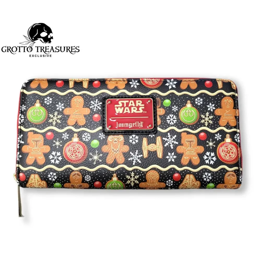Loungefly Disney Star Wars Gingerbread Wallet AOP Zip Around New!